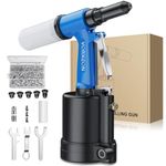 VORXEON Pneumatic Rivet Gun Set 5 Sizes (2.4mm/3/32"- 6.4mm/1/4"), 1780KGF Pulling Force, 500PC Aluminum Rivets Air Riveter Ideal for DIY, Garage, and Automotive Use