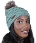 Brook + Bay - Beanie Hats for Women, Pom Pom Hat Soft Chunky Knit Beanie for Cold Weather, Stocking Cap for Women Winter Hats Pale Green