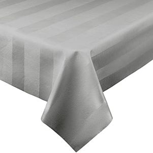 Luxury Table Protector Pad, 2 in 1 Table pad + Great Looking Tablecloth - Heat Resistant, Spill & Stain Proof - Flannel Backing (54x108, Silver - Silk Stripe)