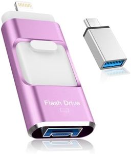 4 in 1 USB Flash Drive for iPhone, 512GB USB Memory Stick for Data Backup, High Speed Transfer USB 3.0 Stick External Storage, USB Stick Thumb Drives Compatible for iPhone/iPad/PC/More Devices(Pink)