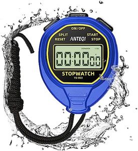 ANTEQI Waterproof Stopwatch Timer, Large Display Simple Silent Stop Watch with ON/Off Function No Clock No Calendar No Alarm Basic Operation for Sports Coaches Swimming Running Training,Blue