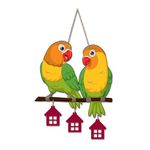 Artvibes Cute Pair of Parrot Wooden Wall Hanging for Home Decoration | Garden Balcony | Office | Cafe | Decorative Door Hanging | Festive Decor Art Items (WH_9124N), Pack of 1