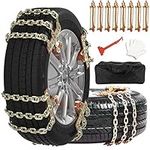 Nemtor Upgraded Snow Chains For Car,8 Pack Universal Emergency Anti Slip Tire Chains Snow Chain For Pickup Truck SUV,Thickened Manganese Steel Chain Use in Snow Ice Sand Mud (Tire Width 225-275mm)