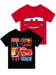 Disney Tshirt 2 Pack | Cars Lightning McQueen Top | Boys’ T-Shirts | T-Shirt Pack of Two | Red | 3-4 Years