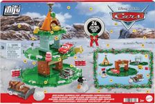 Mattel Disney and Pixar Cars Minis Advent Calendar with 24 Pieces, Surprises Include 4 Toy Mini Cars, Stackable Track & Storytelling Accessories