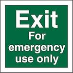 Seco Exit for Emergency Use Only Sign, 200mm x 200mm - Self Adhesive Vinyl