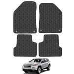 Rubber Car Mats Compatible with Jeep Cherokee (2014+) Tailored Fit Rubber Floor Mats Set Accessory Black Custom Fit 4 Pieces with Clips - Anti-Slip Backing, Heavy Duty & Waterproof