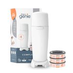 Diaper Genie Complete Pail (White) | Includes 3 Refills that hold up to 810 newborn-size diapers | Includes 1 Carbon Filter