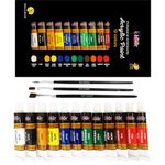 KOLOR KINGDOM Acrylic Paint Set 12 Colours Canvas Paint Kit with 3 Paint Brushes for Crafts,Kids Paints, Paper, Rock Painting, Wood,Ceramic & Fabric Vibrant Colors (12 X 12 ML)