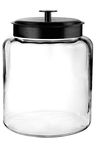 Anchor Hocking Montana Glass Jar with Fresh Sealed Lid, Black Metal, 2 Gallon - 98531