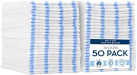 VIKING Bulk Edgeless Microfiber Cleaning Cloths, White and Blue Stripe, 50 Pack