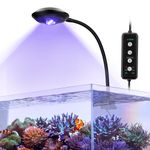 hygger Clip on Fish Tank Light, LED Aquarium Lights 35W, Blue Focused Reef Tank Light 24/7 Mode, 4 Modes 3 Timer, 360°Adjustable Goose-Neck, Full Spectrum Aquarium Coral Light for Saltwater