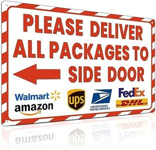 ALKB Delivery Sign for Outdoor Use 8x12 Inch Package Sign with Arrow Left - Please Deliver All Packages to Side Door