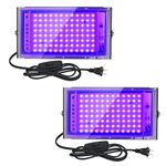 2 Pack 100W LED UV Black Light, Black Lights for Glow Party, IP65 Waterproof Black Light, for Black Light Party, Stage Lighting, Halloween, Body Paint, Fluorescent Poster, Neon Glow