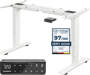 MAIDeSITe Electric Standing Desk Frame – Dual Motor, Height Adjustable, White