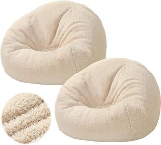 Sliner 2 Pcs Stuffed Animal Storage Bean Bag Chair Cover for Adults (No Filler) Large Zipper Bean Bag Cover Soft Beanbag Cover for Organizing Plush Toys, Textile or Foam(White)