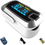 mibest OLED Finger Pulse Oximeter, O2 Meter, Dual Color White/Silver