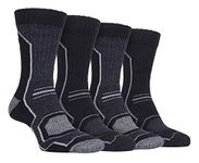 Storm Bloc - 4 Pairs Mens Cushioned Anti Blister Breathable Ribbed Hiking Socks with Arch Support (6-11 uk, SBMS034CHA)