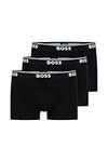 BOSS Mens Trunk 3P Power Three-pack of logo-waistband trunks in stretch cotton Black