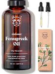 Bionoble Organic Fenugreek Oil 50ml - Oily Macerate made with Sunflower Oil - 100% Pure and Natural - Body, Chest, Buttocks, Hair - Vegan, Cruelty Free - Glass Bottle + Pipette + Pump