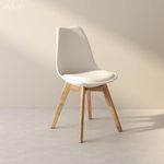 Aykah Modern Dining Chairs Set of 2 - Dining Chair with Wood Legs - Dining Chairs of Plastic seat with Cushion - Kitchen Chair - White Dining Room Chair - Easy to Assemble(White - Set of 2)