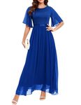 Bbonlinedress Womens Lace Bridesmaid Formal Evening Gowns Prom Chiffon Wedding Guest Dress, Royalblue, 3X-Large