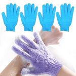 yeyimei 2 Pair Exfoliating Body Gloves Bath Scrub Wash Mitts Skin Massage Sponge Towel Deep Cleansing Dead Skin Brush Scrub Luxury Spa Heavy Loofah With Lanyard Scrubber (Blue)