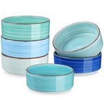 vancasso Bonita Cereal Bowls, 25 oz Ceramic Soup Bowls Set of 6, Serving Bowls, Dessert Bowls, Dipping Bowls, Dishwasher & Microwave Safe, for Salad, Porridge, Rice, Cool Color