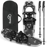 Gpeng 3 in 1 Lightweight Snowshoes with Crampon Protector for Women Men Youth Kids, Aluminum Terrain Snow Shoes with Trekking Poles and Carrying Tote Bag, Black, 30"