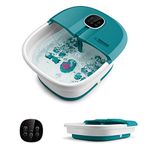 CASART Foot Spa Bath Massager, Foldable Heating Foot Soaker with Bubbles & Timing Function, 8 Rotating Massage Rollers and Remote Control, Portable Electric Pedicure Feet Tub (Teal Blue)