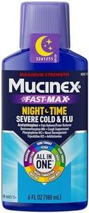 Mucinex Nightshift Maximum Strength Severe Cold & Flu, Nighttime Multi-Symptom Relief, Pain Reliever, Fever Reducer, Cough Suppressant, Nasal Decongestant, Antihistamine, 6 FL OZ (Pack of 6)