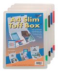 4 x A4 Slim Rigid Strong Transparent Tuff Storage Document Paper Filing Box File