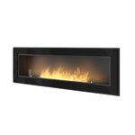 SOLOLED Wall Mounted Bioethanol Fireplace With Protective Glass Included Semi-Matt Black Stainless Steel Frame 150cm, L