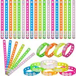 Sotiff Glow in the Dark Silicone Wristbands Kids Silicone Charm Bracelets Adjustable for Boys and Girls Swimming Identify Shoe Charms Mouse Party Birthday Gift Firefighters Party, 6 Colors(30 Pieces)