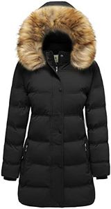 WenVen Women's Winter Puffer Coat Insulated Long Jacket with Faux Fur Hood (Black,3XL)