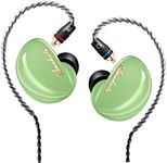 Famedy in Ear Monitors, TK300 In Ear Earphones, 10mm Large Unit Drive, Over 1 Magnetic Tesla, Professional Sound Isolating IEM Headphones for Musicians, MMCX Cable, 3D Printing Cavity (Green, No Mic)