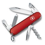 Victorinox Sportsman Swiss Army Knife, Medium, Multi Tool, 13 Functions, Large Blade, Bottle Opener, Red