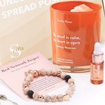 Soothing Anti Anxiety Aromatherapy Bracelet with Crystal Healing & Scented Candle Set - Relaxing Birthday Pampering Gifts for Women, Best Friend, Sister, Mum