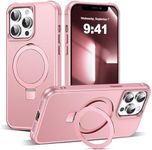 SKYLMW Compatible with iPhone 13 Pro Case with Invisible Magnetic O-Ring Stand Military-Grade Case for iPhone 13 Pro 6.1" [Compatible with Mag-Safe][Great Grip Feeling], Rose Gold