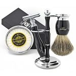 Double Edge Safety Razor Classic Shaving kit with Badger Shaving Brush, soap Bowl and Shaving Stand for Razors - Men Shaving kit
