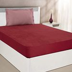 Amazon Brand - Solimo Water Resistant Cotton Single Mattress Protector 75"x36" - Maroon