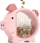 Summidate Custom Wooden Piggy Bank for Girls, Large Unbreakable Money Bank for Kids Boys, Bills Coin Money Saving Box, Personalized Wood Piggy Banks for Children Birthday and Chrismas Nursery Decor