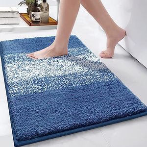 Enyhom Tapis de Bain Antidérapant 45 x 65 cm, Bleu Tapis de Douche Absorbant et Lavable en Machine,Extra Doux Tapis Salle de Bain