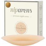 Niparons Nipple Covers - Premium Invisible Adhesive Reusable Silicone Nipple Covers (Crème Brûlée, 8cm)