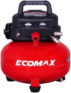 ECOMAX Air Compressor, Portable Air Compressor, 6 Gallon, Pancake Air Compressor, Max 150 PSI, 2.6 CFM @90 Psi, Oil Free Small Electric Air Compressor for Car, Home and Jobsite, Red Model: 0210673