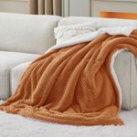 Bedsure Sherpa Throw Blanket for Couch - Herringbone Fleece Thick Warm Blanket for Winter, Fuzzy Soft Cozy Blanket for Women, Burnt Orange Throw Blanket Gift, 50x60 Inches