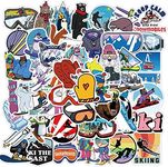 Leisitator 50 PCS Ski Stickers - Waterproof Vinyl Winter Skiing Snowboard Sticker Decal for Water Bottle, Laptop, Scrapbooking, Skateboard, Car, Luggage, Helmet