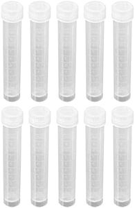 POPETPOP 10pcs Clear Plastic Test Tube 10ml Freezing Tubes Vials Sample Candy Storage Container with Screw Lid and Scale for Scientific Experiments Party Favors