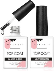 Makartt Gel Top Coat - No Wipe Top Coat Glossy Shine Finish Long Lasting 10ML Soak Off Nail Clear UV Nail Lamp Gel for Gel Nail Polish Salon Quality Nail Art Design for Home Use Beauty Gift