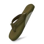 YOHO ArchFlex orthopedic slippers for men | Arch support for pain relief | Soft, Anti-Skid, lightweight | comfortable padded straps flip flops for Everyday | Olive Green - UK 8